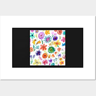 Rainbow florals Posters and Art